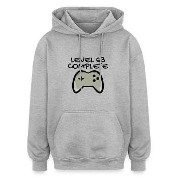 63. Geburtstag - 63 Jahre Geschenk - Oversized Unisex Hoodie - Grau meliert - Vorne - Noah (186cm)
