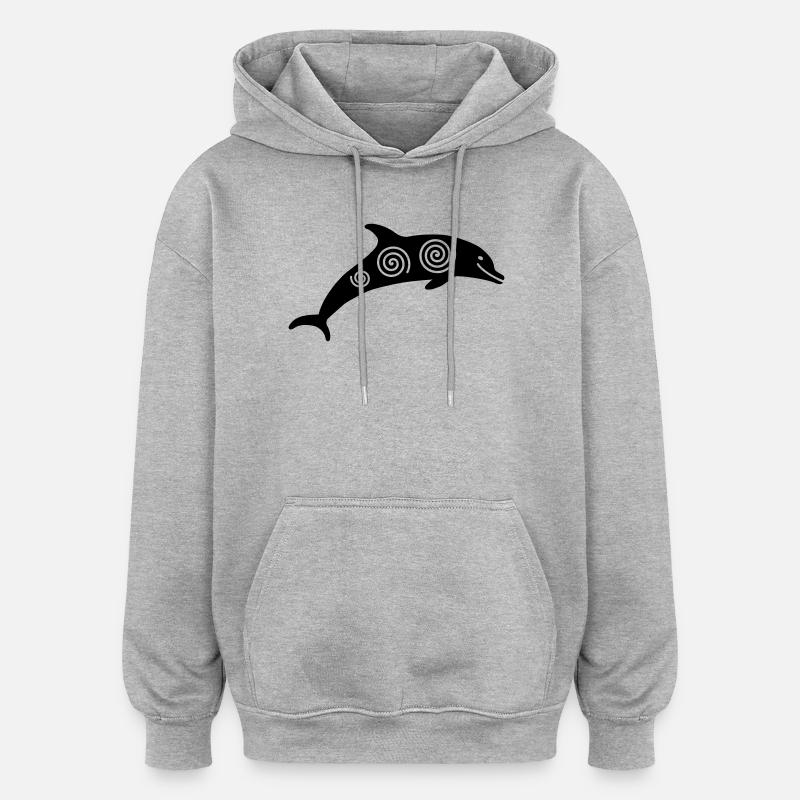 Delfin - Oversized Unisex Hoodie - Grau meliert