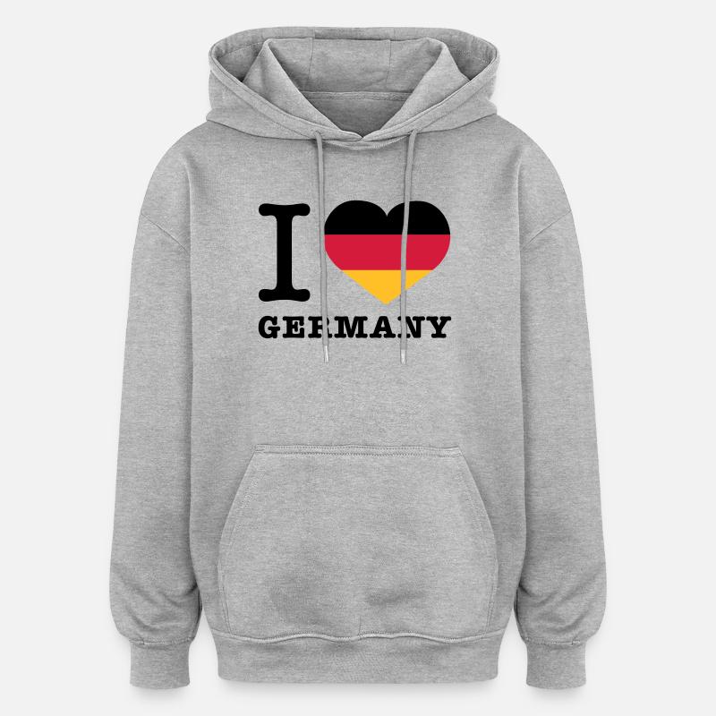I love Germany | Herz | Heart - Sweat à capuche oversize unisexe - gris chiné