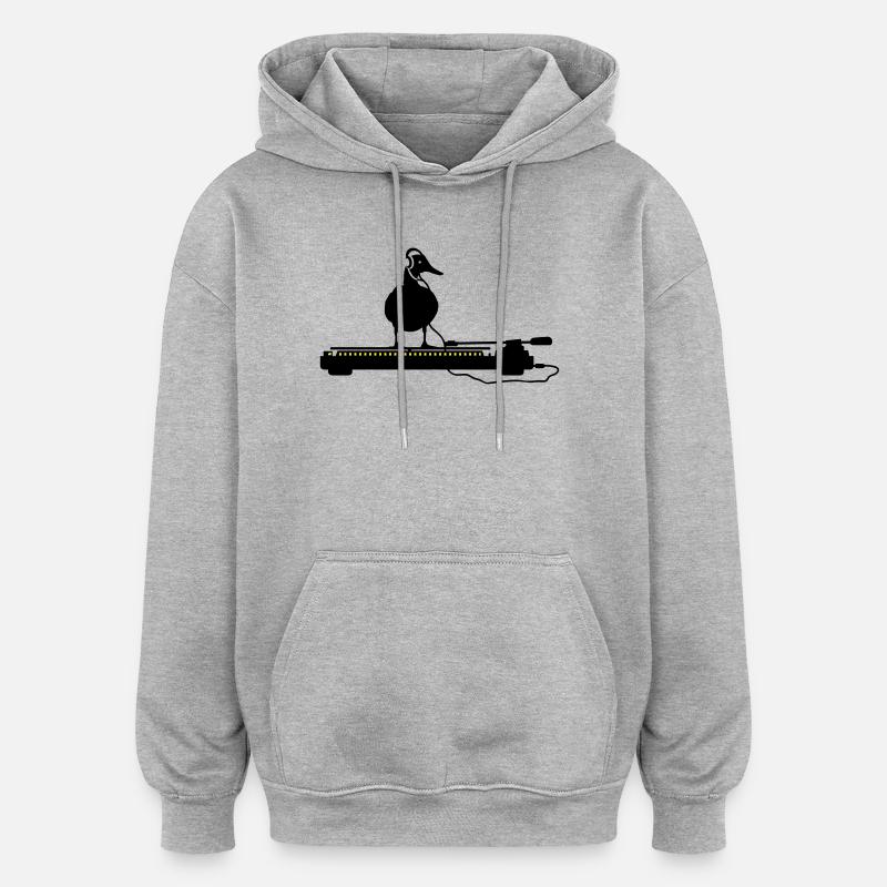disco duck turntable - Felpa con cappuccio unisex oversize - grigio melange