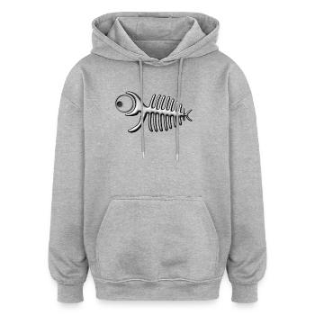 Fischgräte - Oversized Unisex Hoodie - Grau meliert - Vorne - Noah (186cm)