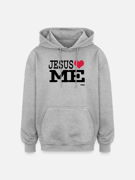 jesus loves me - Oversized Unisex Hoodie - heather grey