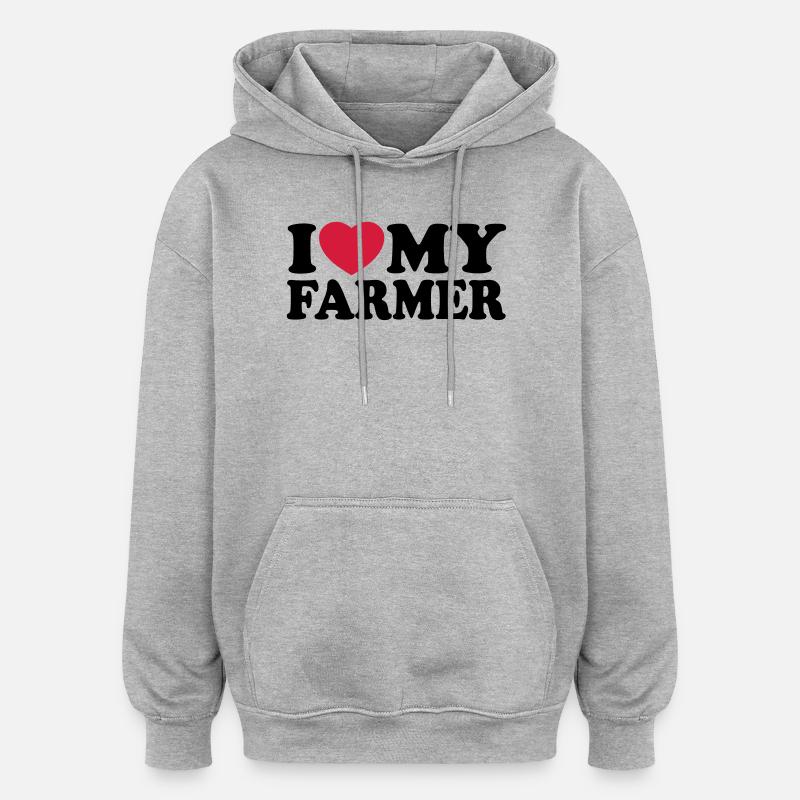 I love my farmer - Sweat à capuche oversize unisexe - gris chiné
