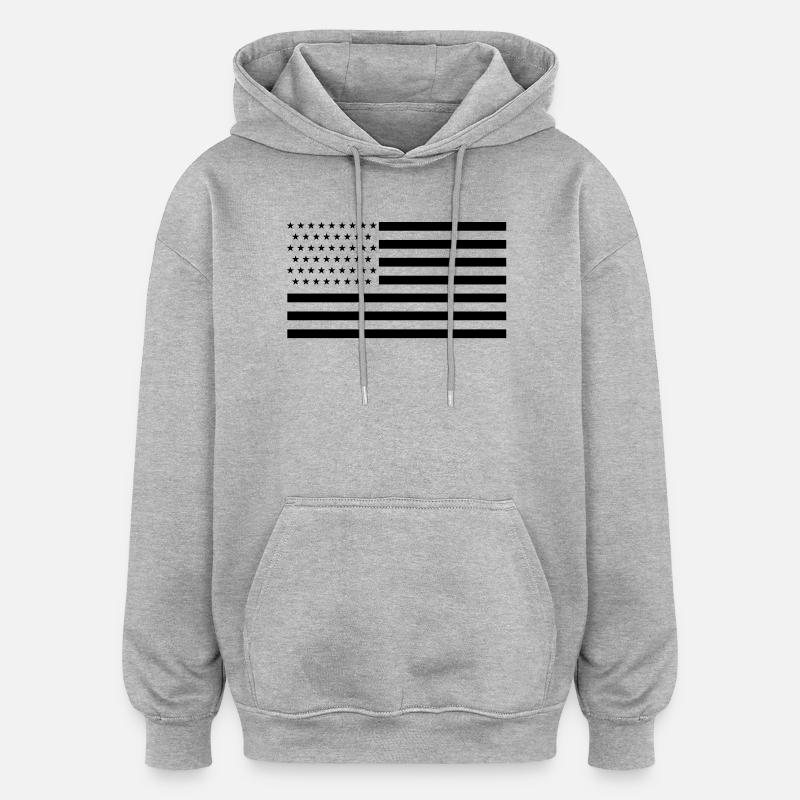 Stars and stripes - Sweat à capuche oversize unisexe - gris chiné