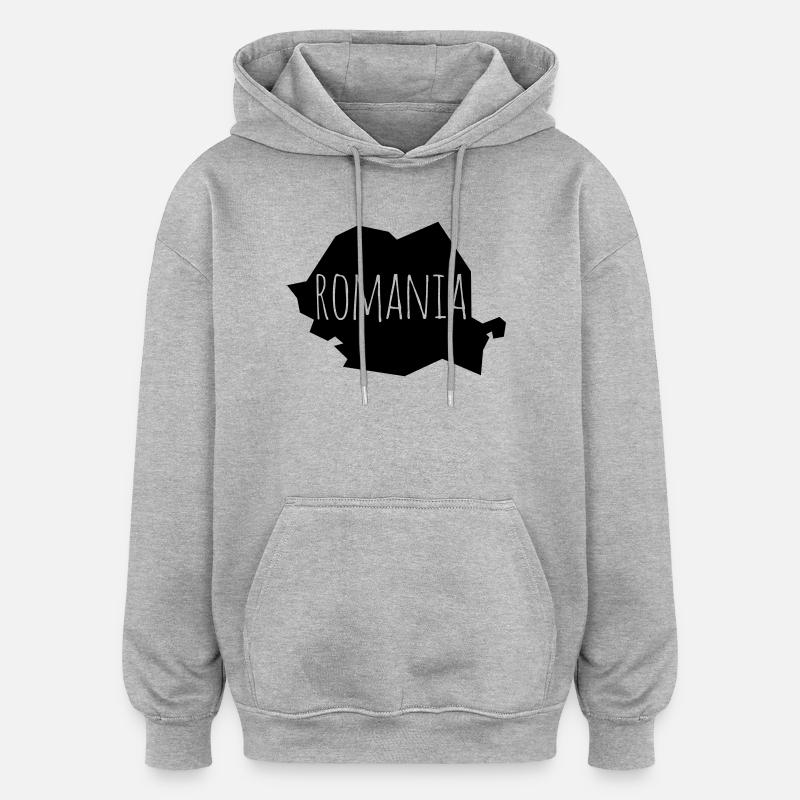 romania - Sweat à capuche oversize unisexe - gris chiné