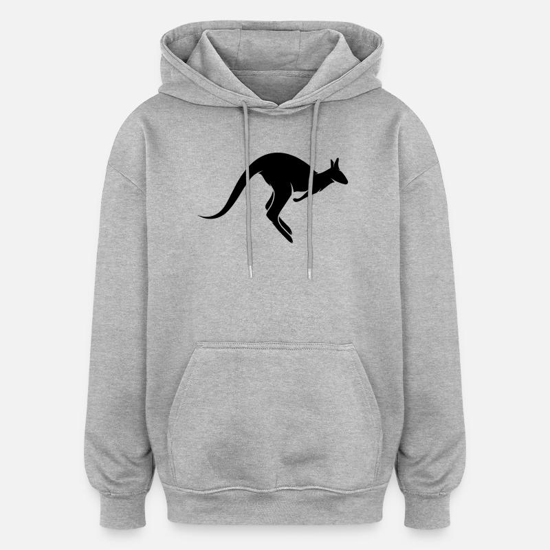 Ein hüpfendes Känguru - Oversized Unisex Hoodie - Grau meliert