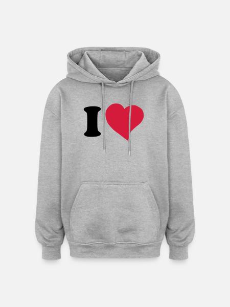 I love ... - Oversized Unisex Hoodie - heather grey