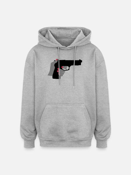 Gun - Oversized Unisex Hoodie - heather grey