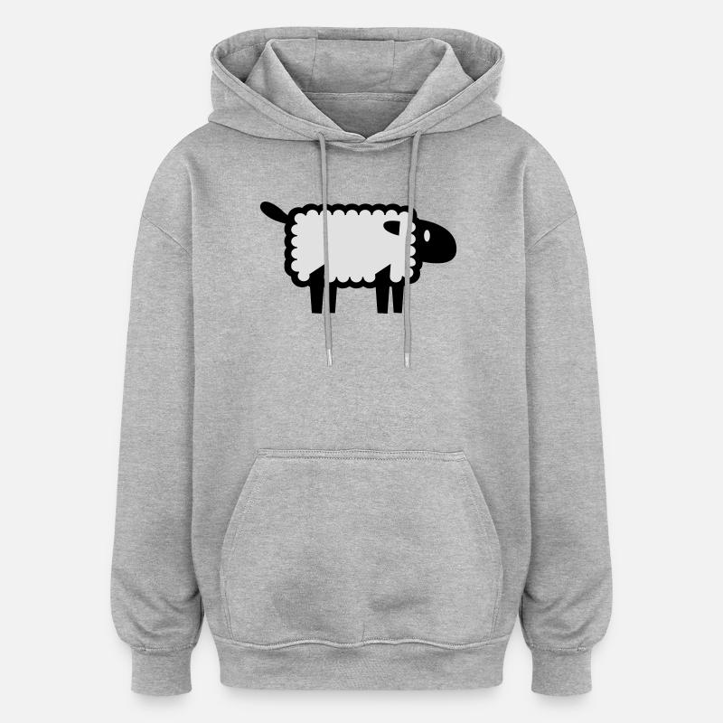 moutons - Sweat à capuche oversize unisexe - gris chiné