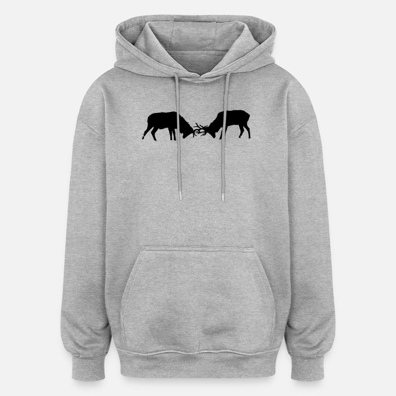 Hirsch - Oversized Unisex Hoodie - Grau meliert