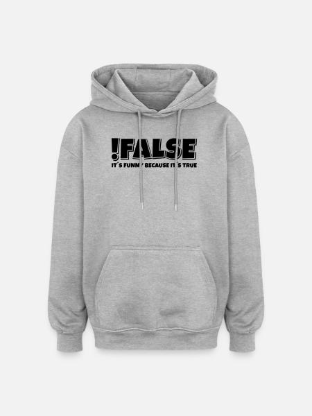 False True Programmierer Spruch - Oversized Unisex Hoodie - Grau meliert
