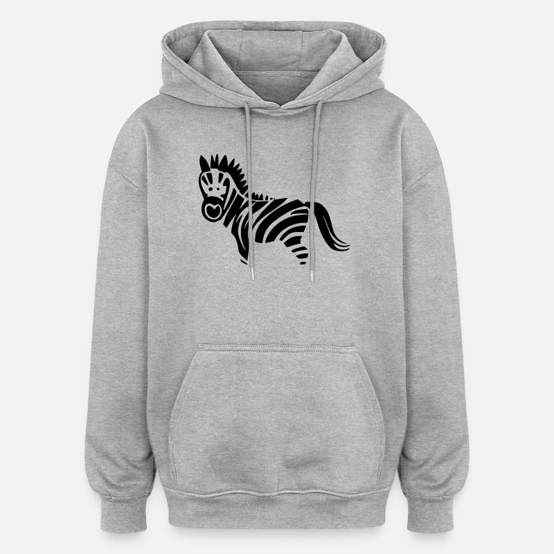Zebra - Sweat à capuche oversize unisexe - gris chiné