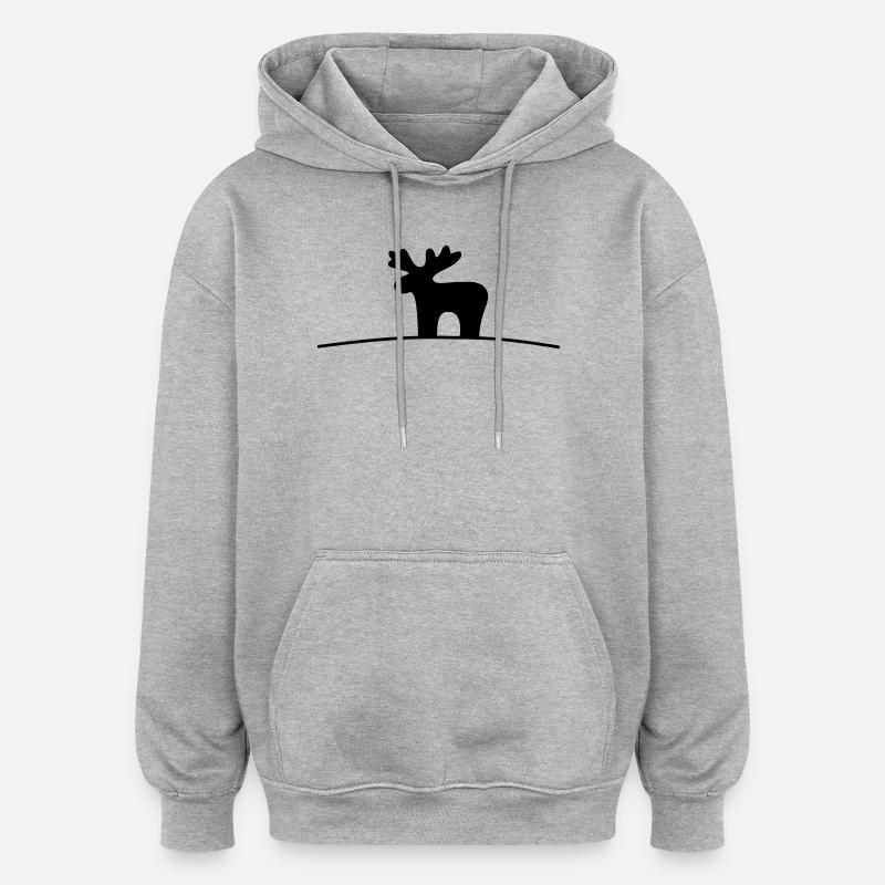 Idée cadeau silhouette Moose Noël - Sweat à capuche oversize unisexe - gris chiné