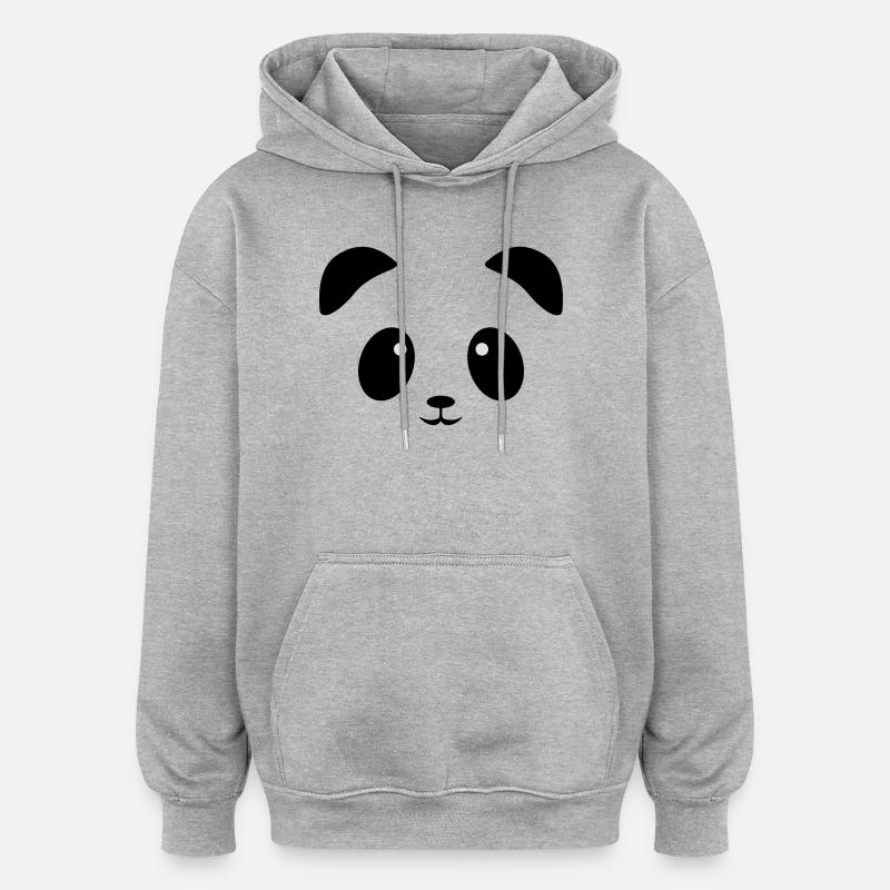 Visage de panda - Sweat à capuche oversize unisexe - gris chiné