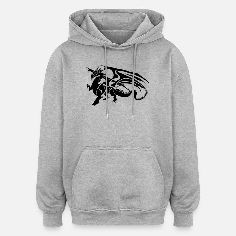 black dragon - Sweat à capuche oversize unisexe - gris chiné