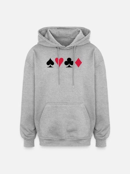 Poker (V) - Oversized Unisex Hoodie - heather grey
