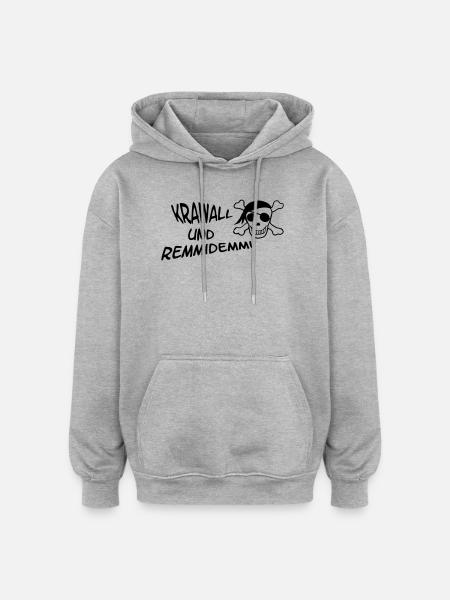 Riot et Remmidemmi - Sweat à capuche oversize unisexe - gris chiné