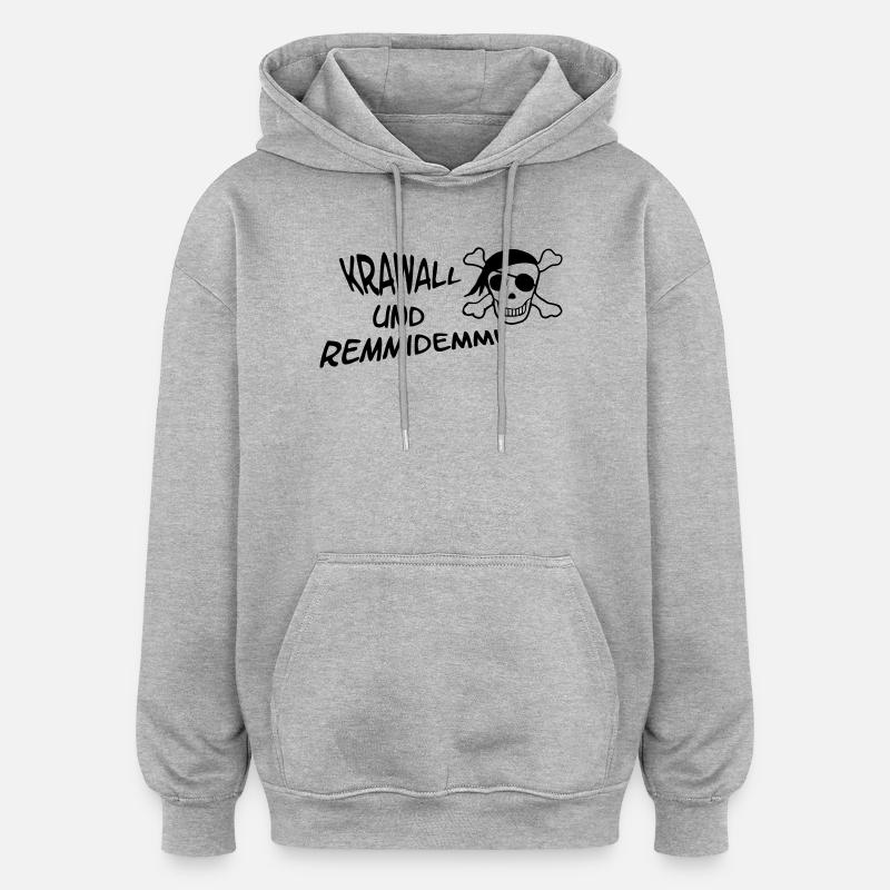 Krawall und Remmidemmi - Oversized Unisex Hoodie - Grau meliert