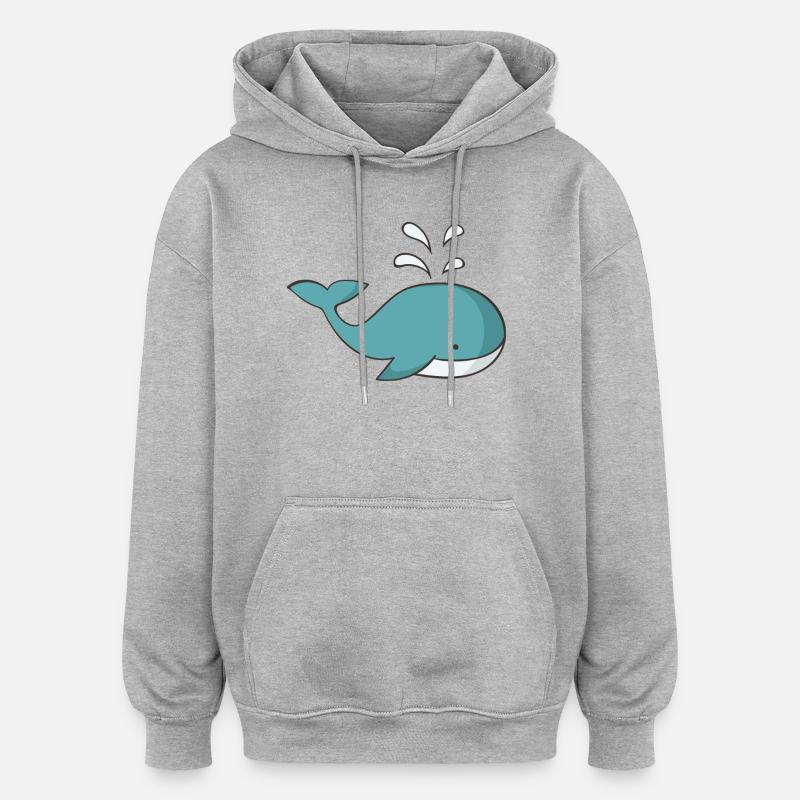 baleine - Sweat à capuche oversize unisexe - gris chiné