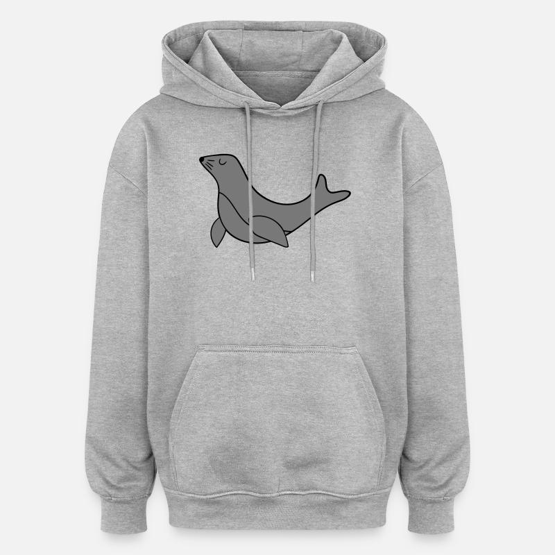 otarie - Sweat à capuche oversize unisexe - gris chiné