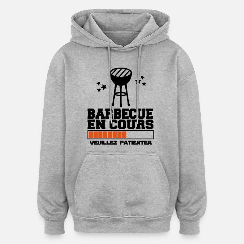 barbecue en cours - Sweat à capuche oversize unisexe - gris chiné