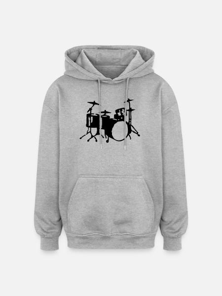 Drums - Oversized Unisex Hoodie - Grau meliert
