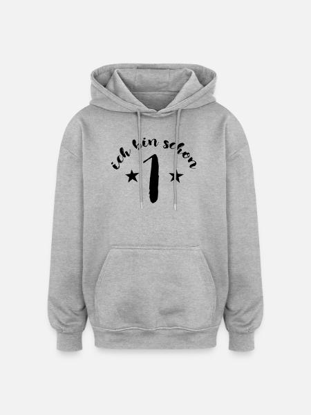 Ich bin schon 1 - T-Shirt - Oversized Unisex Hoodie - Grau meliert