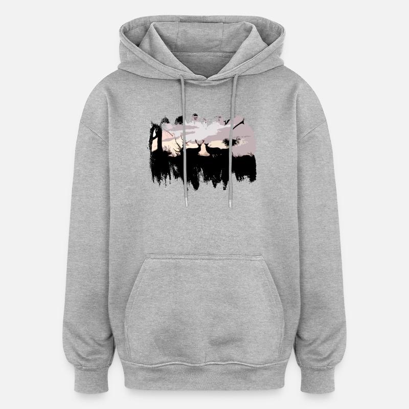 cervides a l'approche - Sweat à capuche oversize unisexe - gris chiné