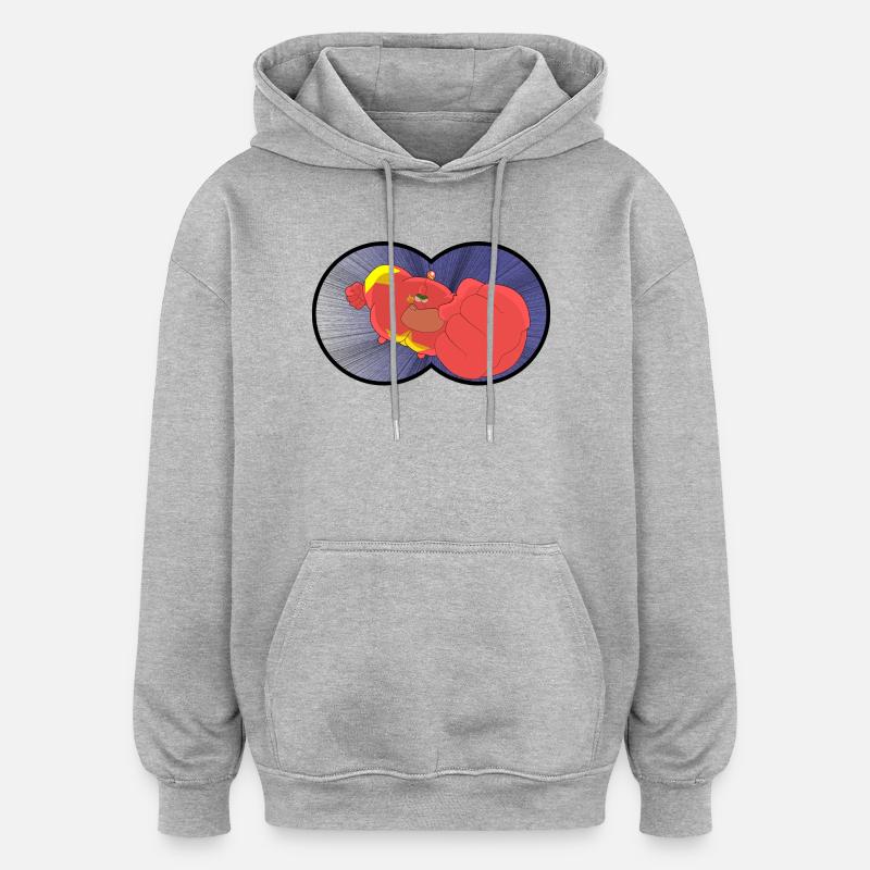 Captain Biceps - Sweat à capuche oversize unisexe - gris chiné