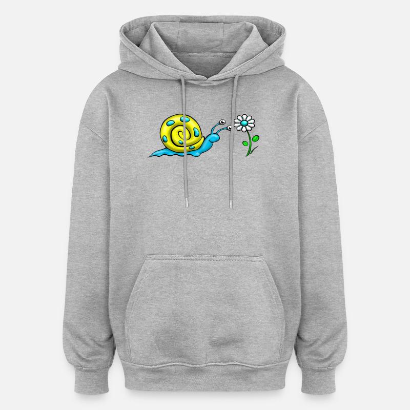 Schnecke mit Blume - Oversized Unisex Hoodie - Grau meliert