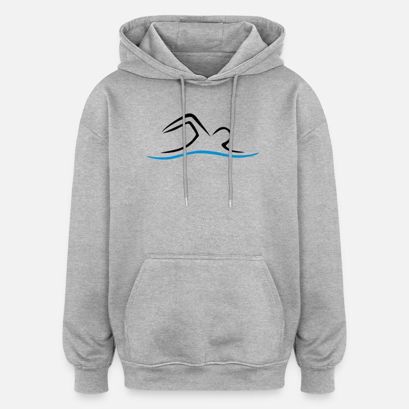 NAGE - Sweat à capuche oversize unisexe - gris chiné