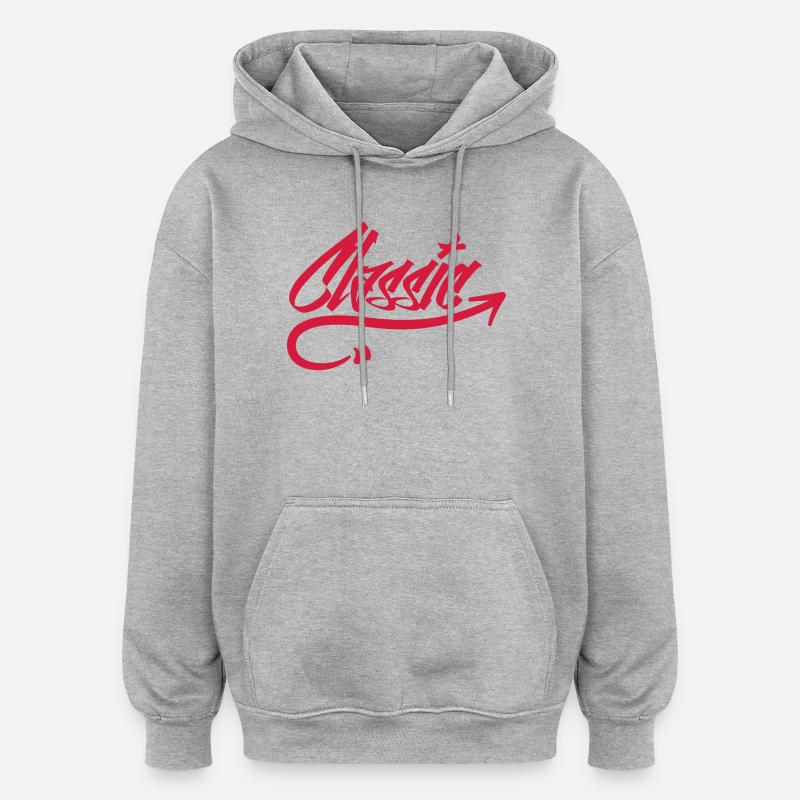 classique Grafitti - Sweat à capuche oversize unisexe - gris chiné