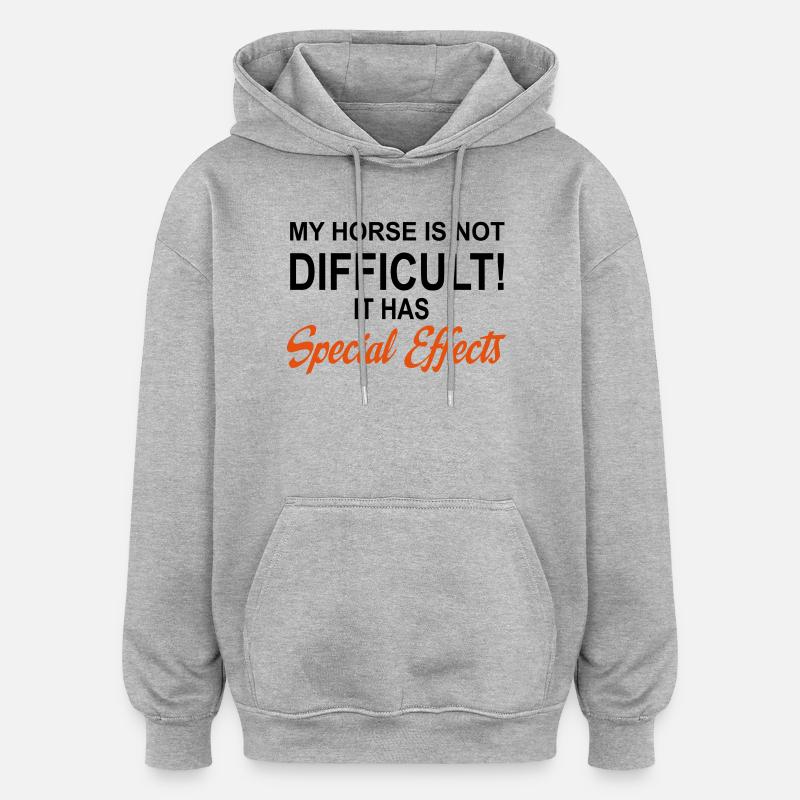 Pferd - Oversized Unisex Hoodie - Grau meliert