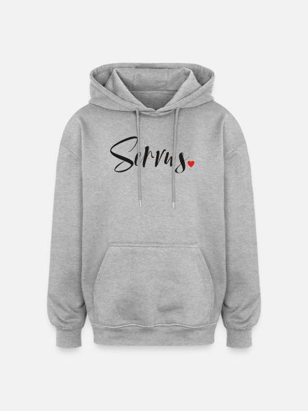 Servus - Hallo und Tschüss - Oversized Unisex Hoodie - Grau meliert
