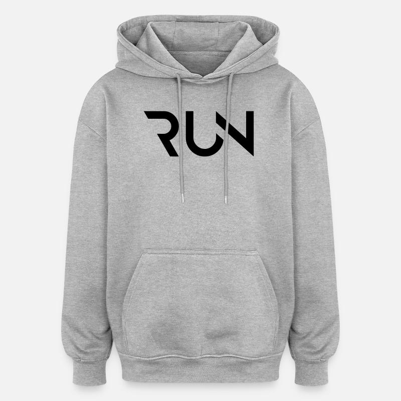COURIR - Sweat à capuche oversize unisexe - gris chiné