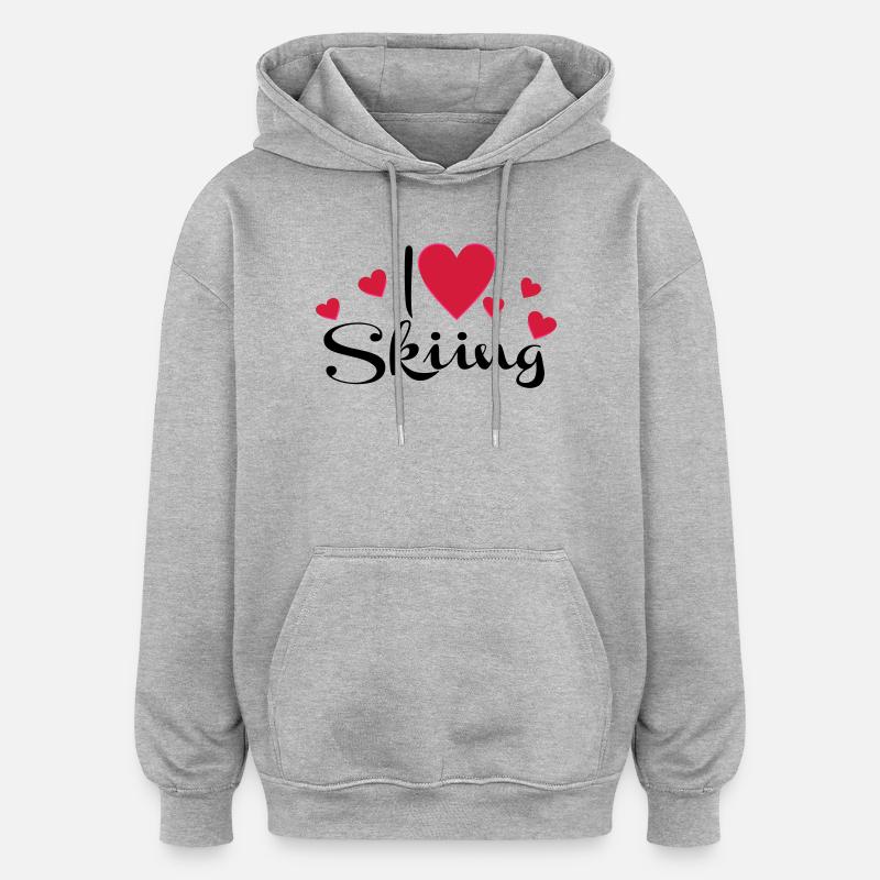 Ski - Sweat à capuche oversize unisexe - gris chiné
