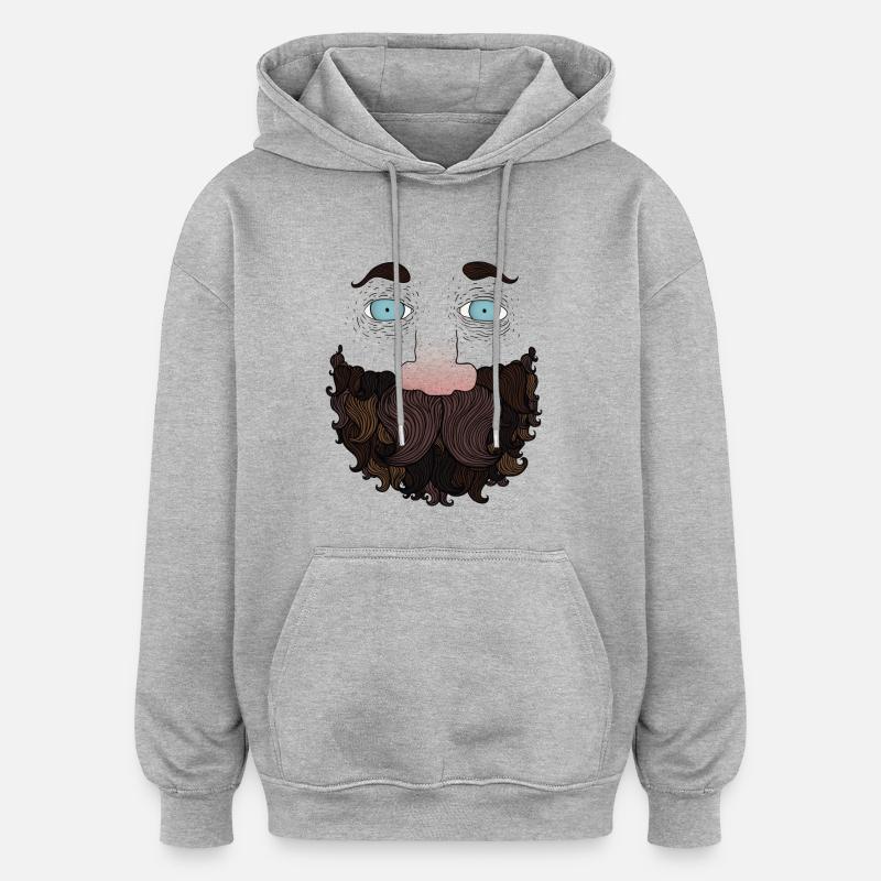 Beard guy - Sweat à capuche oversize unisexe - gris chiné