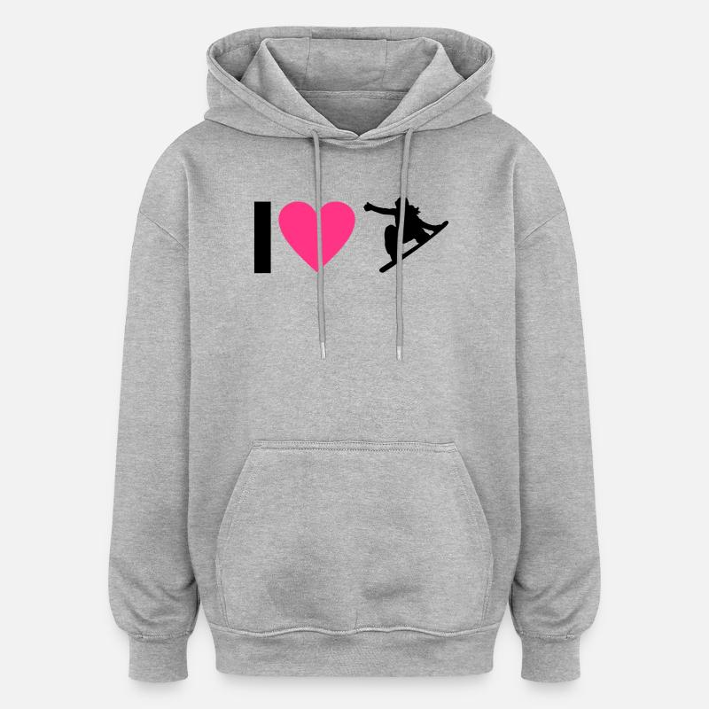 Snowboard - Sweat à capuche oversize unisexe - gris chiné