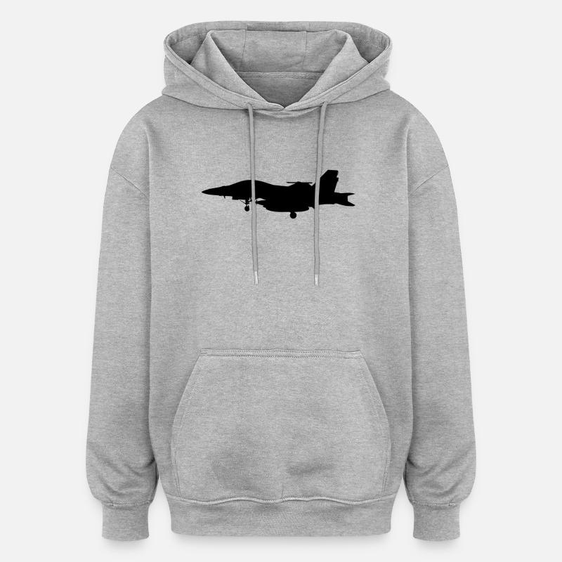 Avion de Chasse - Sweat à capuche oversize unisexe - gris chiné
