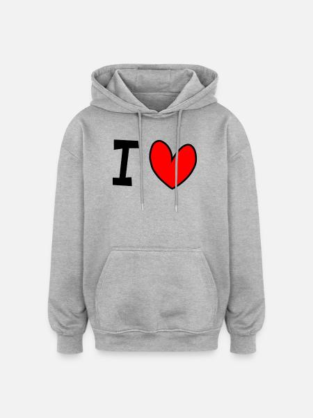I love - Oversized Unisex Hoodie - Grau meliert