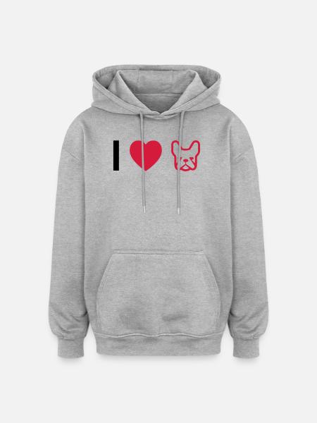 bouledogue français - Sweat à capuche oversize unisexe - gris chiné