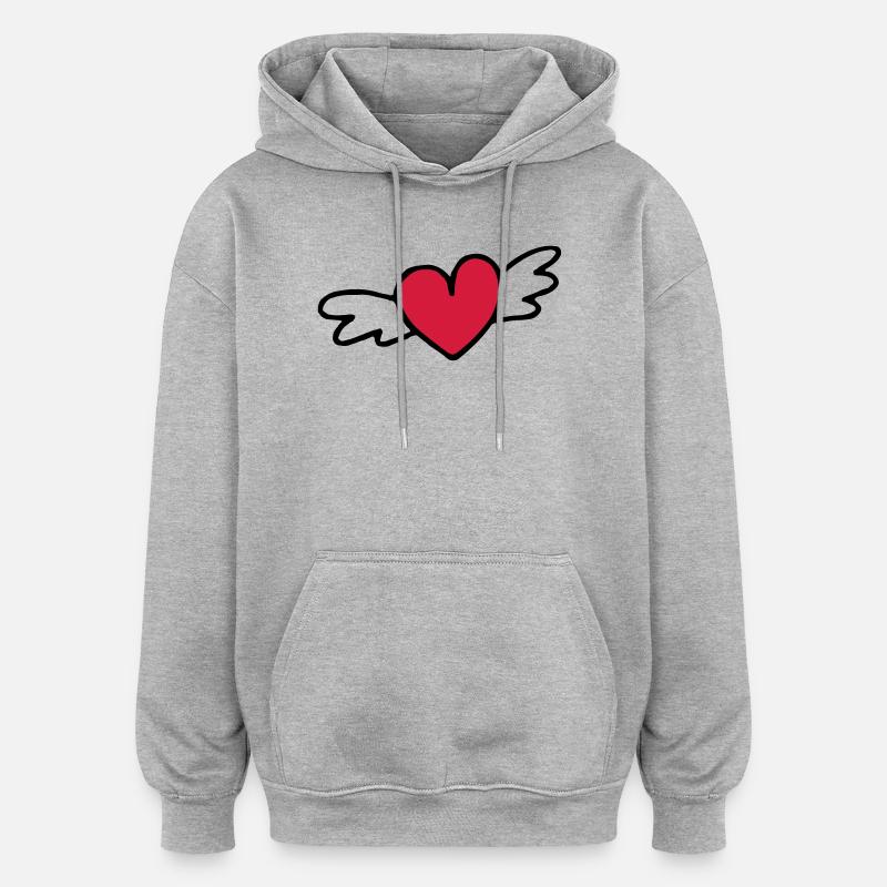 fliegendes Herz Liebe Geschenk - Oversized Unisex Hoodie - Grau meliert