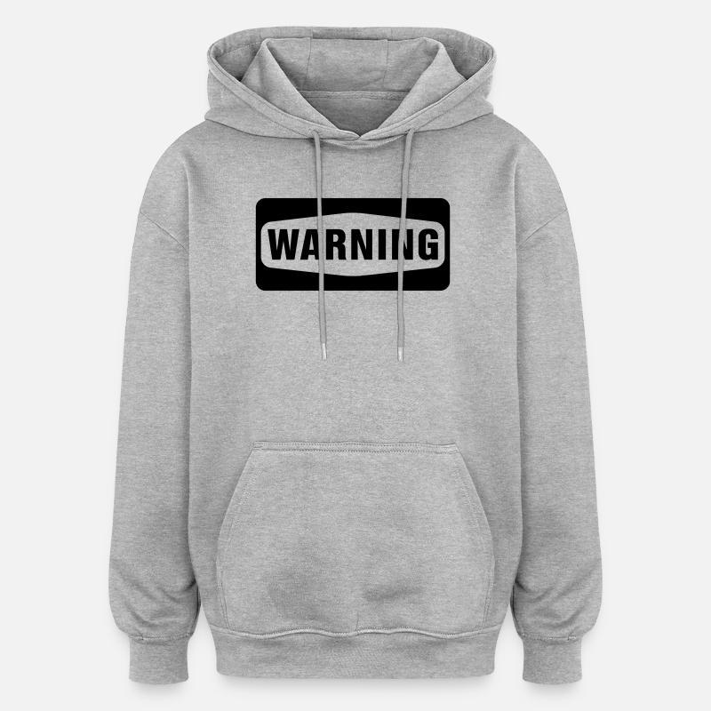 Warning - Sweat à capuche oversize unisexe - gris chiné