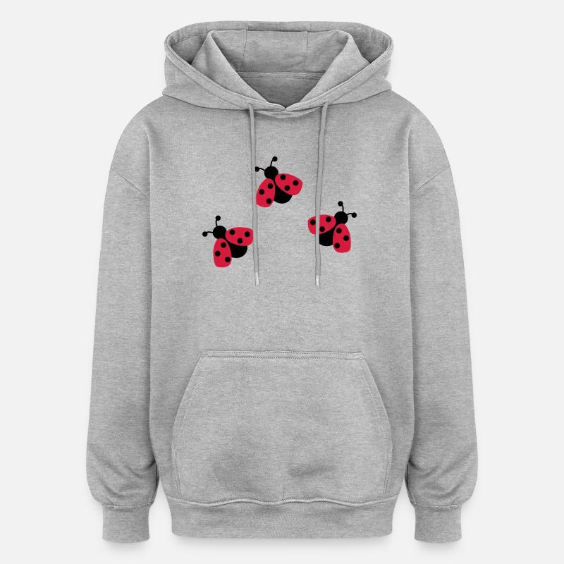 6254398 118120415 Marienkaefer - Sweat à capuche oversize unisexe - gris chiné