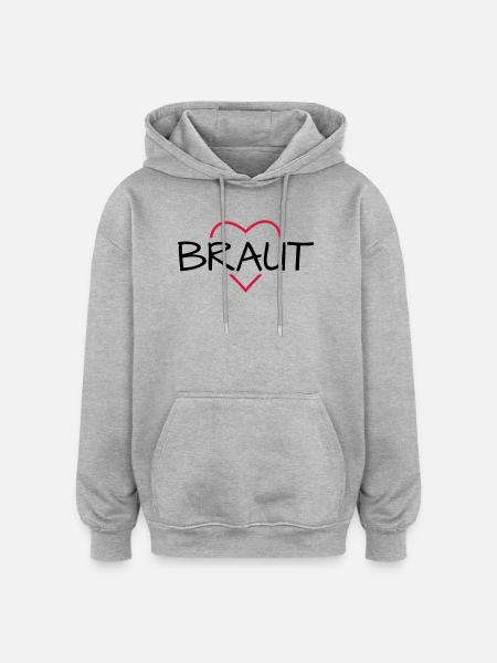Braut Herz JunggesellinnenabschiedHochzeit - Oversized Unisex Hoodie - Grau meliert