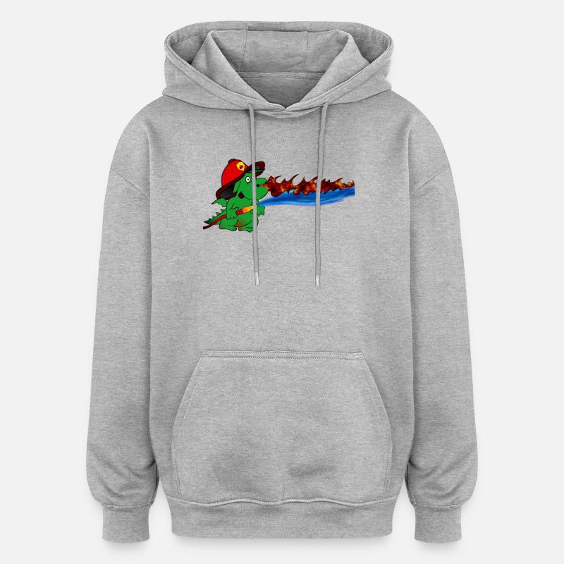 Don du Héros Pompier Dragon de Feu - Sweat à capuche oversize unisexe - gris chiné