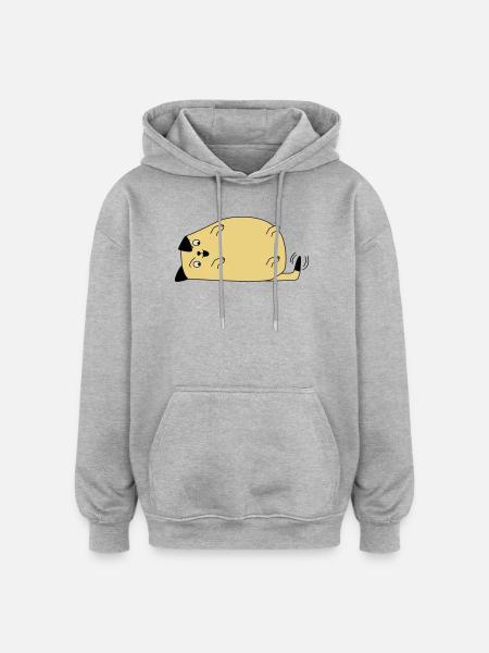 Dog looks on his tail - Oversized Unisex Hoodie - heather grey