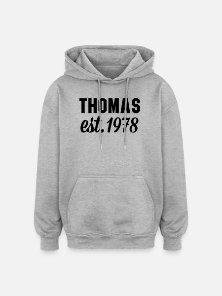 Thomas est 1978 - Oversized Unisex Hoodie - Grau meliert