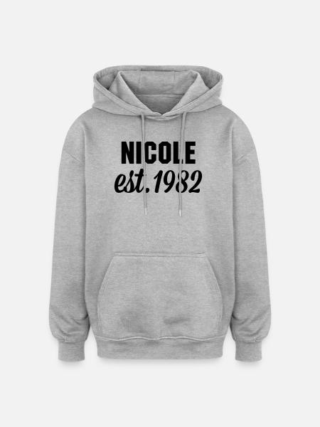 Nicole est 1982 - Oversized Unisex Hoodie - Grau meliert
