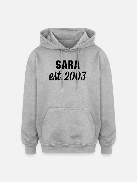 Sara est 2003 - Oversized Unisex Hoodie - Grau meliert